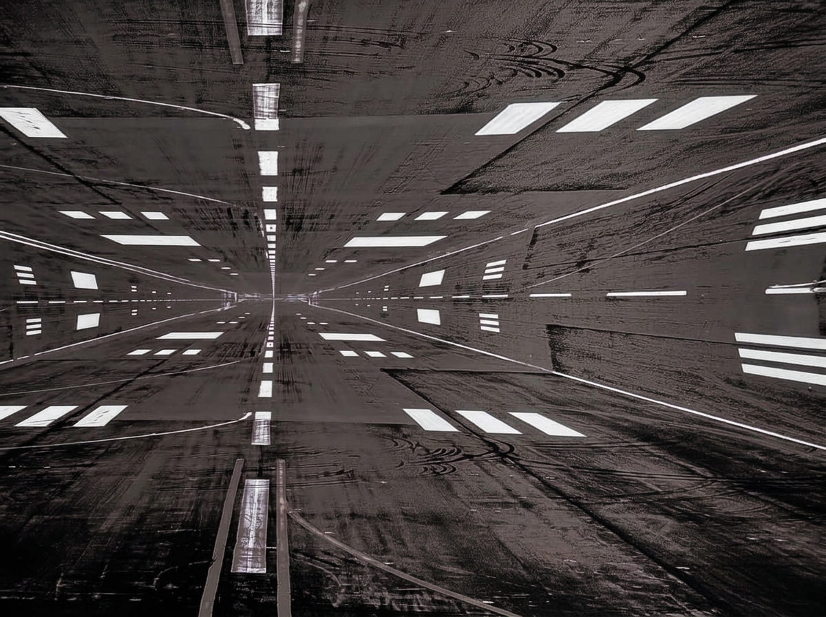 Roter Tunnel — Schwarz-Weiß-Ansicht
